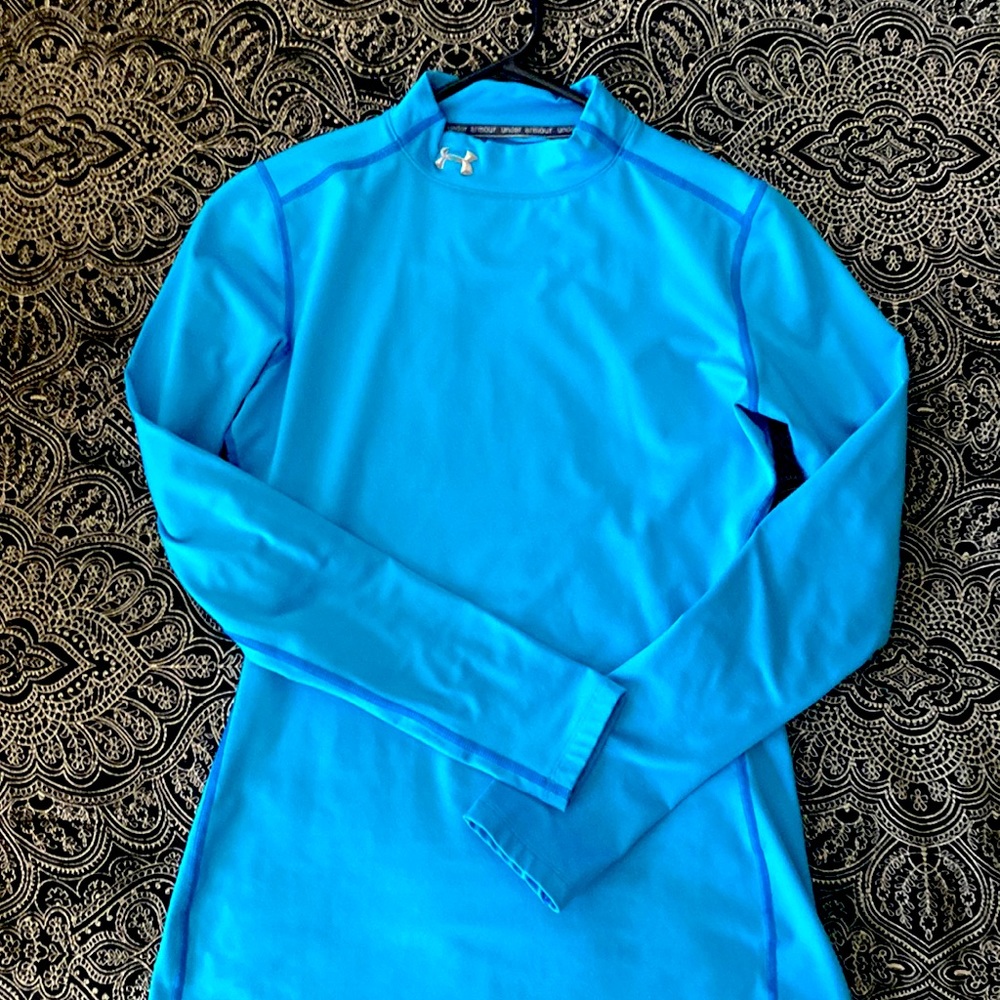 Under Armour-AquaMarine blue - Medium Base-layer, Mock Neck Activewear.